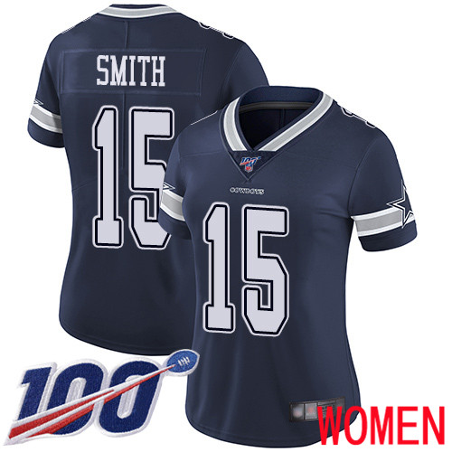 Women Dallas Cowboys Limited Navy Blue Devin Smith Home #15 100th Season Vapor Untouchable NFL Jersey->women nfl jersey->Women Jersey
